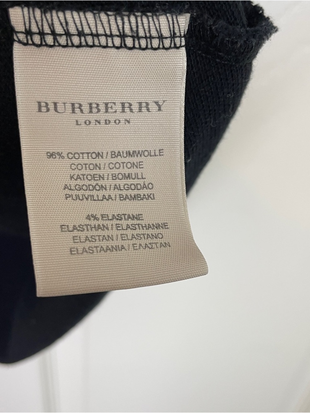 Burberry London Black Pique Knit Cropped Polo Shirt Plaid Trim Sz M - Picture 8 of 10